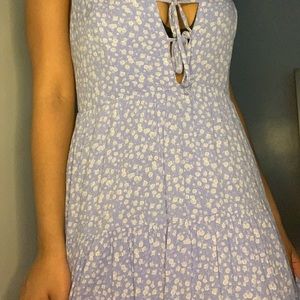 Blue floral garage dress with pockets